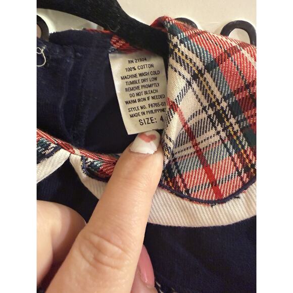 Heirlooms by Polly Flinders Blue Corduroy Smoked Apple School Dress Peter Pan 4 - Picture 8 of 8